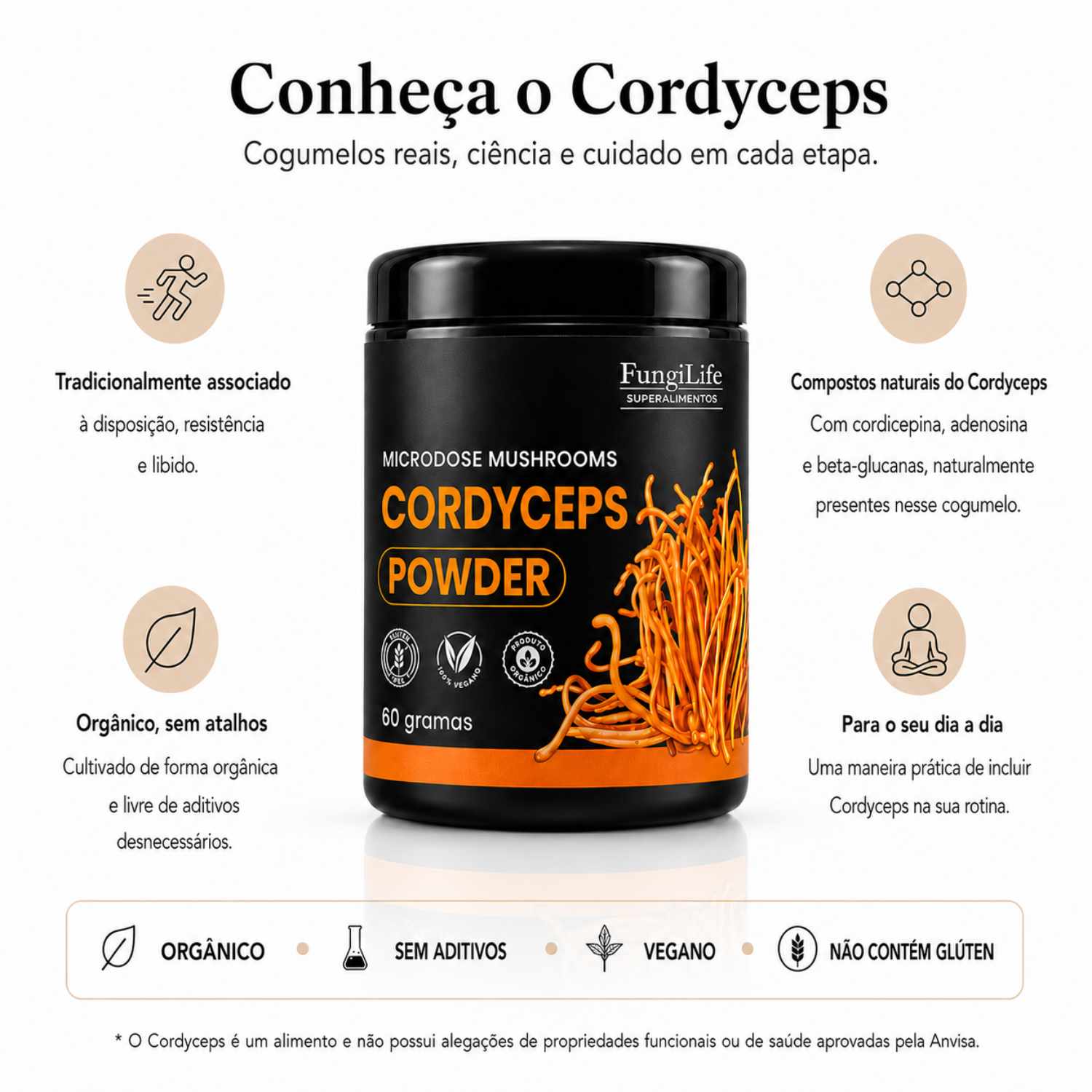 Cogumelo Cordyceps Militaris | Extrato em Pó 60gr