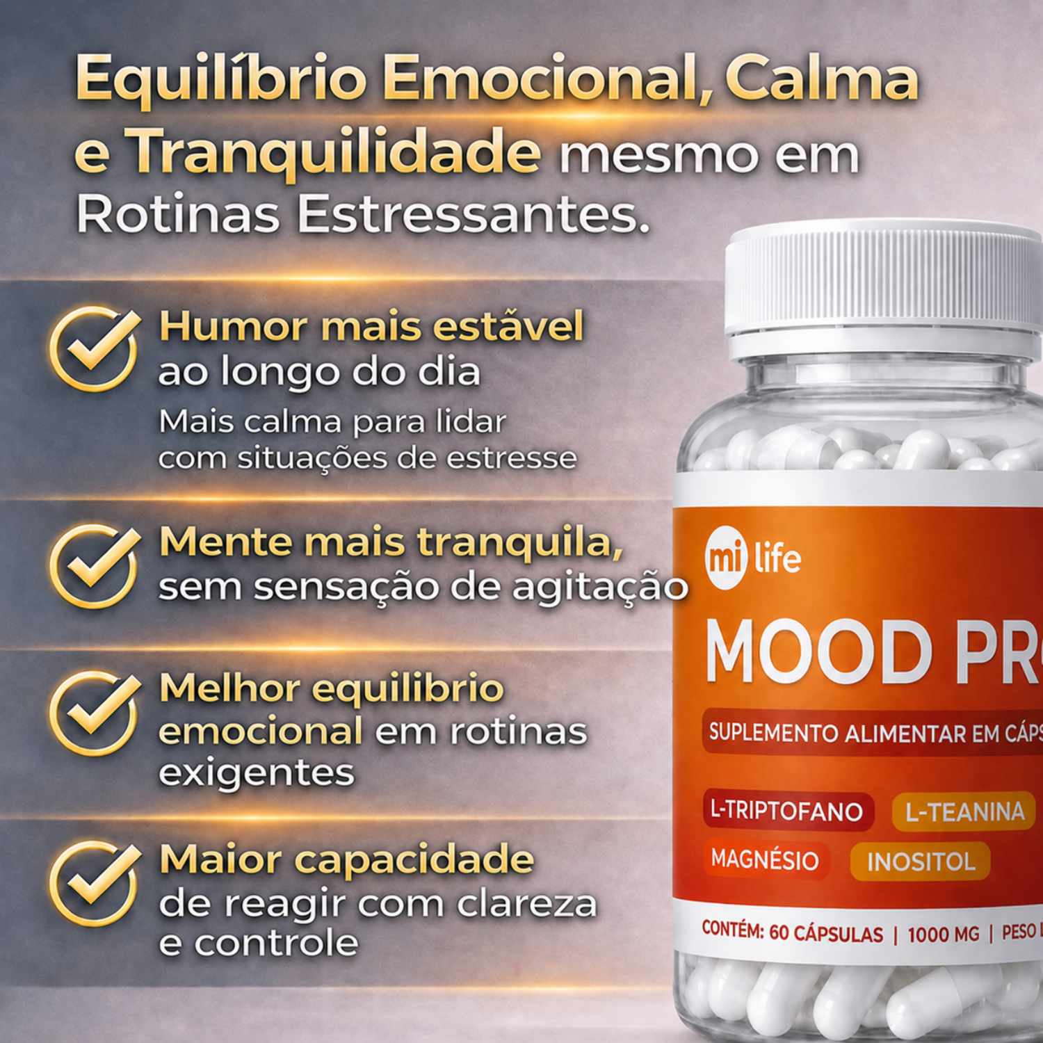 Kit 3 Mood Pro - Equilibrio e Calma (60 cápsulas)