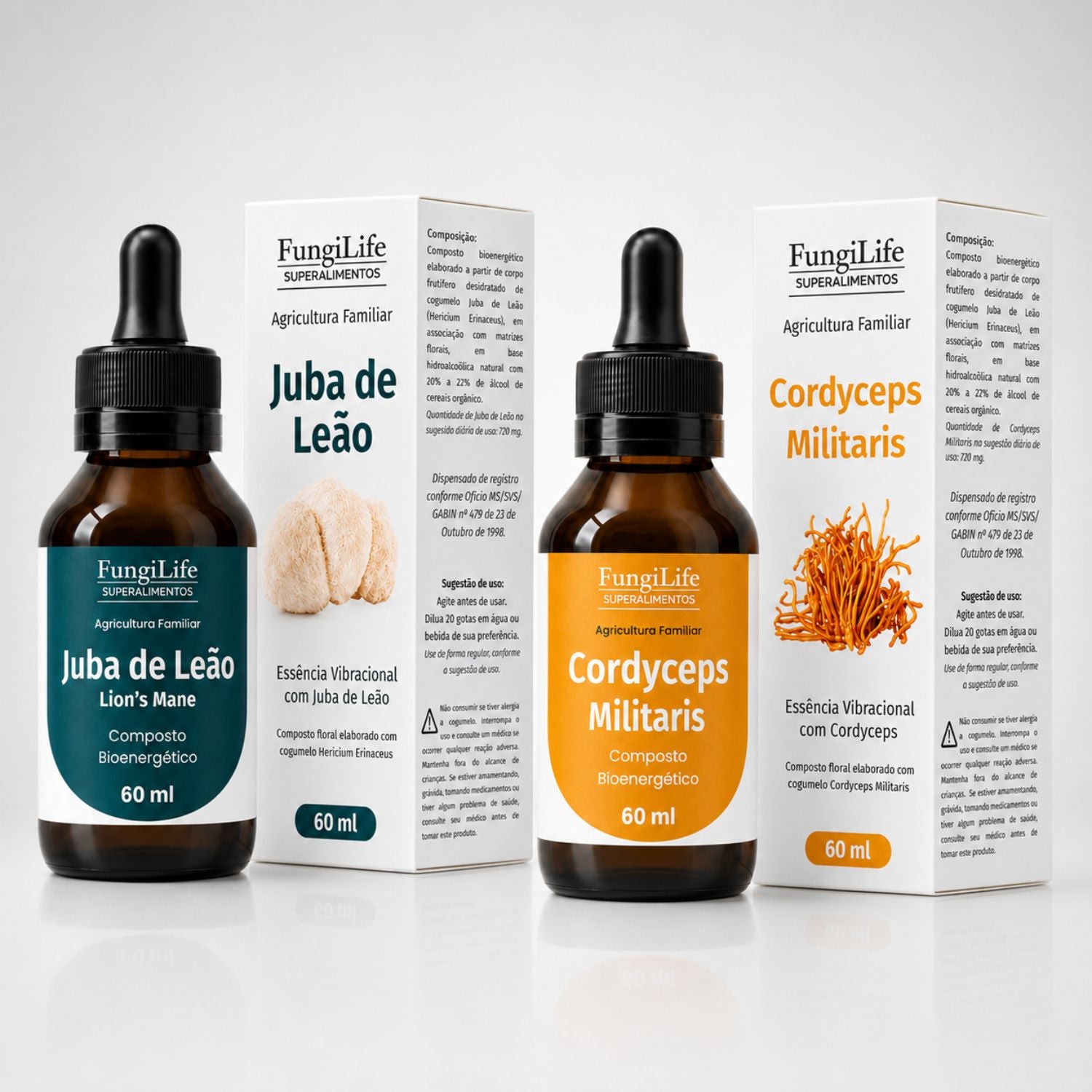 Kit Foco e Energia Lion's Mane + Cordyceps Militaris | Extrato Líquido 60ml
