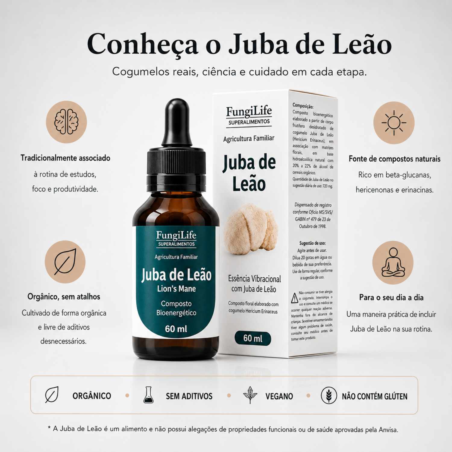Cogumelo Juba de Leão | Extrato Líquido 60ml