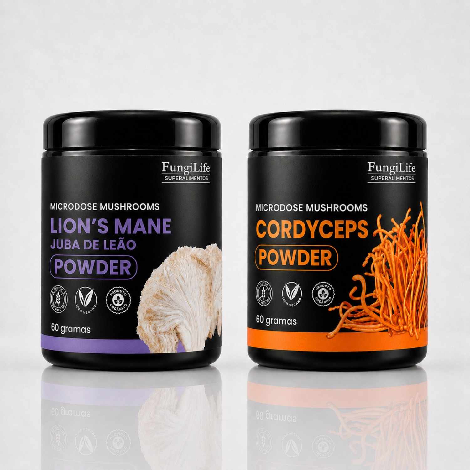 Kit Foco e Energia | Lion's Mane + Cordyceps | Extrato em Pó 60g
