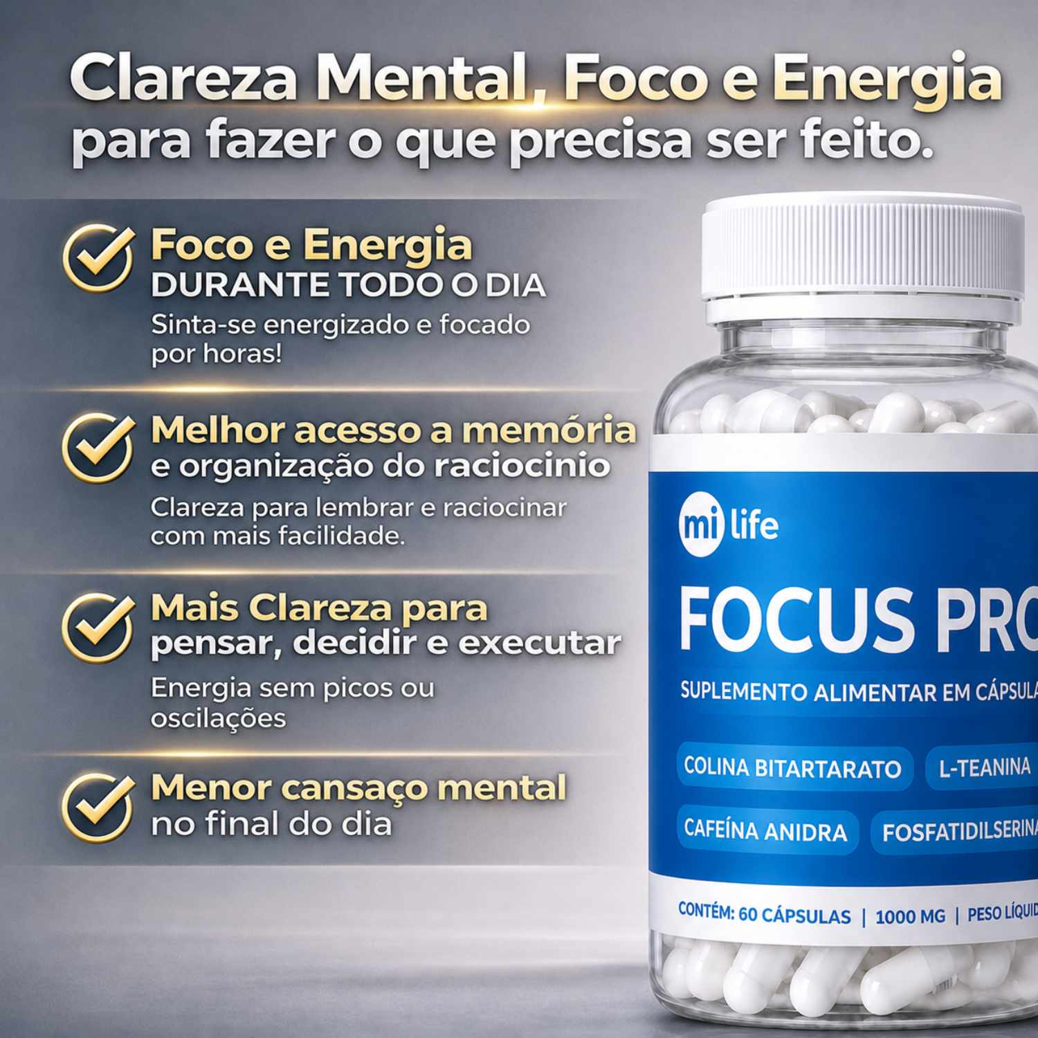 Kit 3 Focus Pro - Clareza e Foco (60 cápsulas)