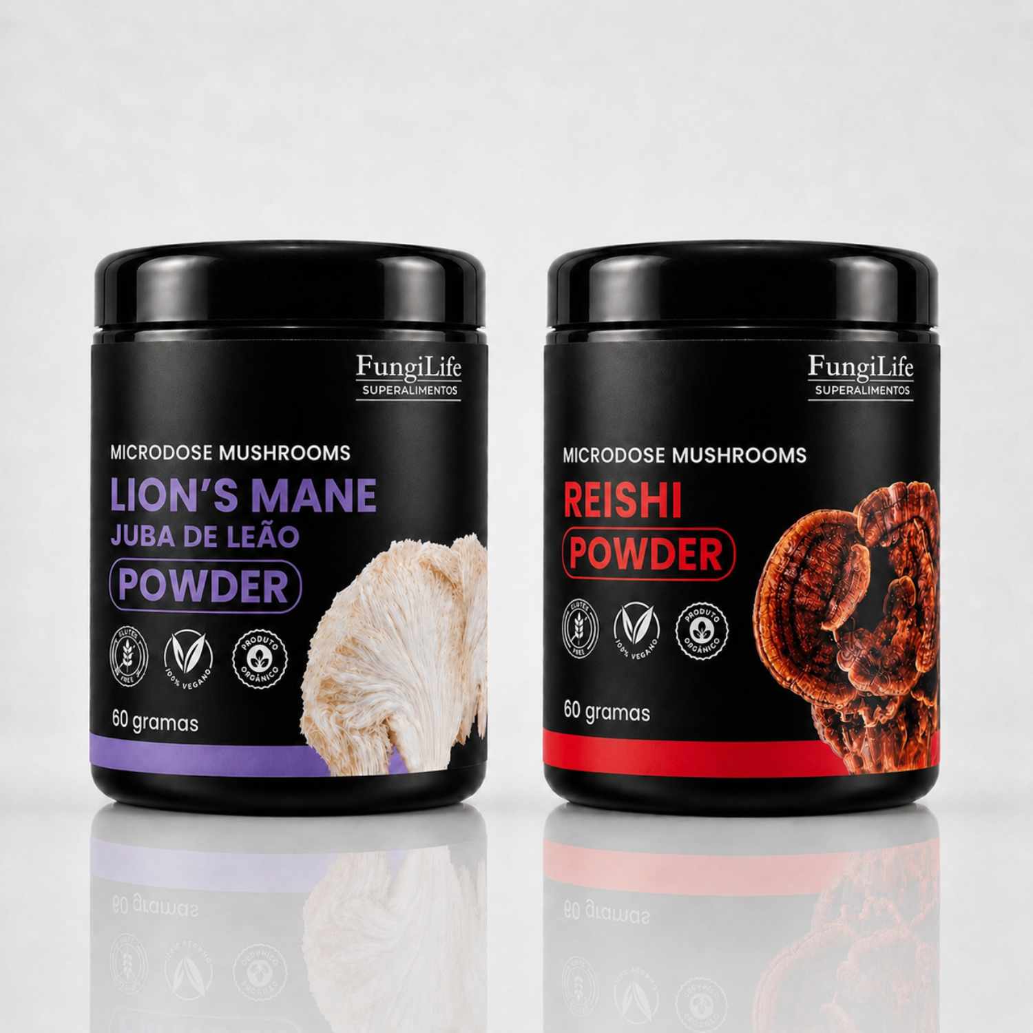 Kit Foco e Equilíbrio | Lion's Mane + Reishi | Extrato em Pó 60gr